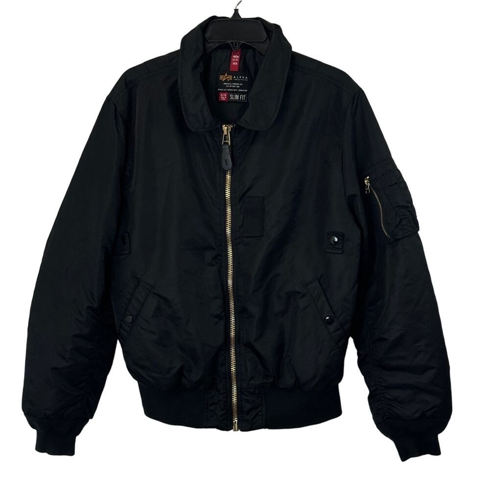 Alpha Industries B-15 Slim Fit Flying Bomber Jacket Mens XL Black - Read